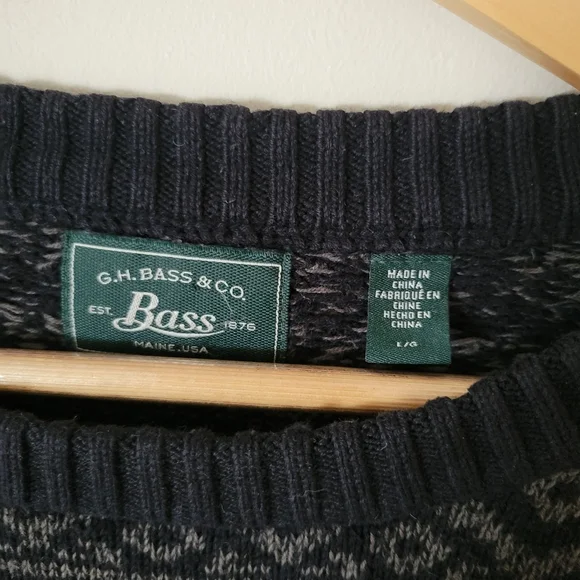 Vinage Knit Crewneck Geometric Grandpa Sweater Black Grey Grunge Retro Size Larg - Picture 7 of 7